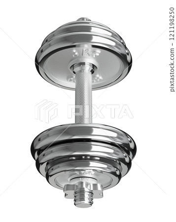 Cast Iron Chrome Adjustable Dumbbell, weightlifting gym equipment, side view 121198250