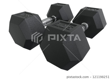 Two Hex Dumbbells with number 12.5, weightlifting gym equipment Two Hex Dumbbells with number 12.5, weightlifting gym equipment 121198251