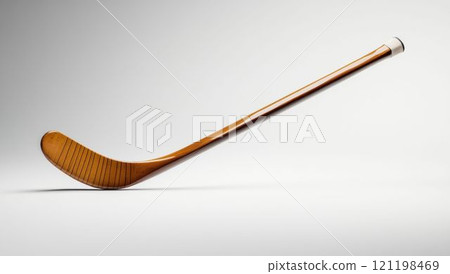 Wooden Hockey Stick Isolated on White Background 121198469