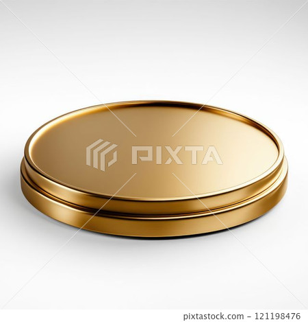 Golden Empty Platform Display Isolated on White Background Golden Empty Platform Display Isolated on White Background 121198476