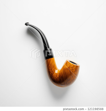 Classic Wooden Smoking Pipe on White Background 121198588