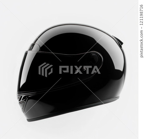 Modern Black Motorcycle Helmet Isolated on White 121198716