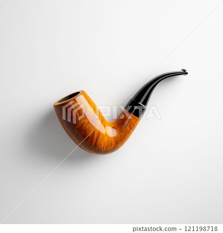 Classic Wooden Smoking Pipe on White Background 121198718