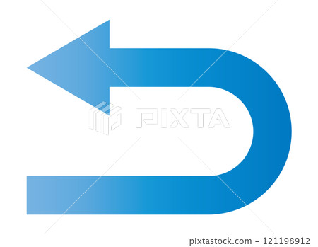 Illustration material of a business blue gradient arrow returning to the left Illustration material of a business blue gradient arrow returning to the left 121198912
