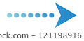 Illustration material of a dotted arrow pointing right in business blue gradient 121198916