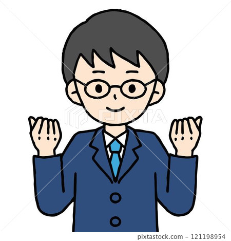 一個穿著西裝的男人正在做拳頭泵 121198954