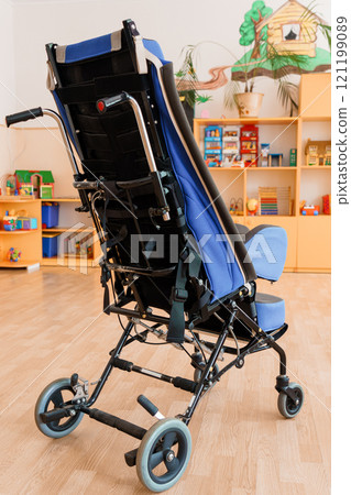 Innovative Blue Pediatric Wheelchair for Indoor Playrooms Innovative Blue Pediatric Wheelchair for Indoor Playrooms 121199089