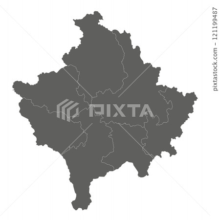 Vector regional blank map of Kosovo with districts and administrative divisions. Editable and clearly labeled layers. 121199487