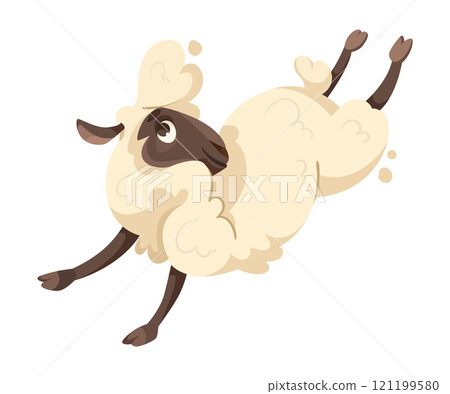 Funny Sheep Farm Character with Wooly Body and Hoof Run Vector Illustration 121199580