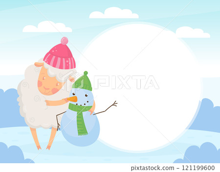 Note Card with Funny Sheep Farm Character with Wooly Body and Hoof Vector Template Note Card with Funny Sheep Farm Character with Wooly Body and Hoof Vector Template 121199600