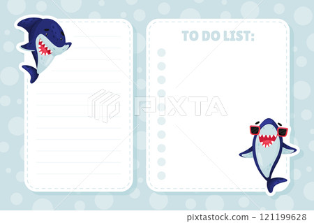 Funny Shark Character To Do List Design Vector Template Funny Shark Character To Do List Design Vector Template 121199628