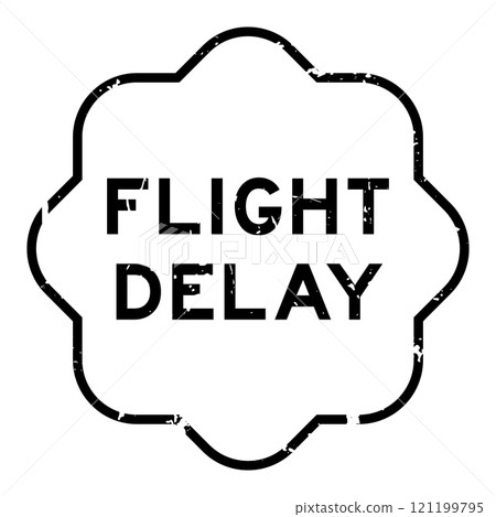 Grunge black flight delay word rubber seal stamp on white background 121199795