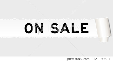 Ripped gray paper background that have word on sale under torn part 121199807