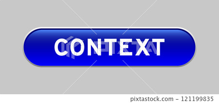 Blue color capsule shape button with word context on gray background 121199835
