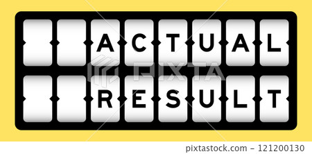 Black color in word actual result on slot banner with yellow color background 121200130