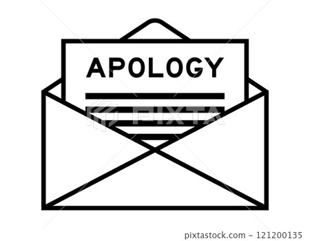 Envelope and letter sign with word apology as the headline 121200135
