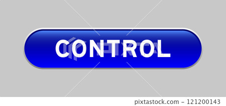 Blue color capsule shape button with word control on gray background Blue color capsule shape button with word control on gray background 121200143