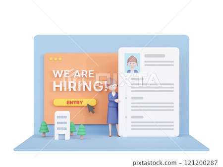 3DCG | Female job seeker sending application form from recruitment site 121200287