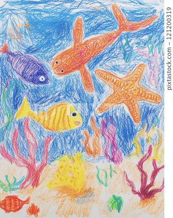 熱帶海魚和珊瑚插畫AI圖像 121200319