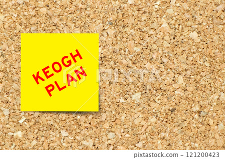 Yellow note paper with word keogh plan on cork board background with copy space Yellow note paper with word keogh plan on cork board background with copy space 121200423