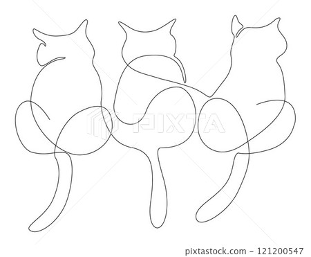 Cats one line hand drawn, continuous line drawing cats Cats one line hand drawn, continuous line drawing cats 121200547