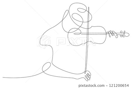 Violin player, violinist playing violin hands bow continuous one line drawing minimalist 121200654