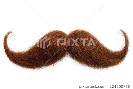A stylish brown mustache displayed on a white background for fun and fashion trends A stylish brown mustache displayed on a white background for fun and fashion trends 121200786