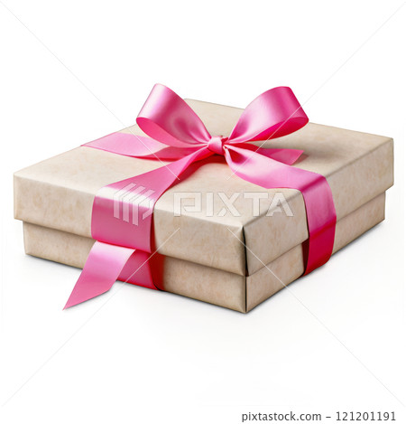 A beautifully wrapped gift box with a pink ribbon, perfect for any celebration or special occasion 121201191