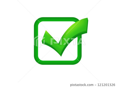 Green checkbox icon with bold check mark Green checkbox icon with bold check mark 121201326