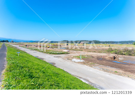 Scenery of river construction Scenery of river construction 121201339