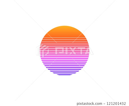Retro style eighties nineties sun circle with geometric shapes Retro style eighties nineties sun circle with geometric shapes 121201432