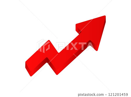 Red arrow pointing upward symbolizing growth and success Red arrow pointing upward symbolizing growth and success 121201459