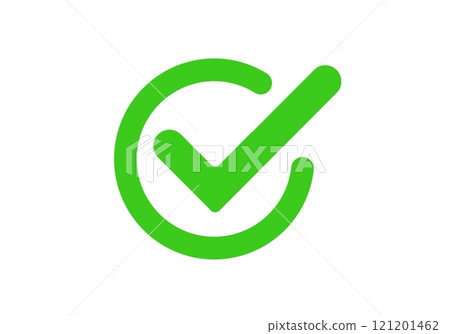 Green check mark inside circular frame for approval and confirmation Green check mark inside circular frame for approval and confirmation 121201462