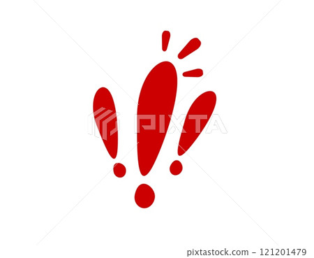 Red exclamation marks symbol indicating urgency or surprise 121201479