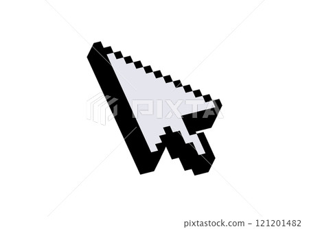 Large pixel arrow cursor icon with black outline Large pixel arrow cursor icon with black outline 121201482