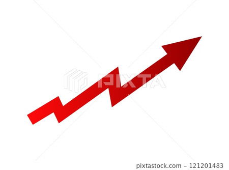 Red zigzag arrow pointing upward 121201483