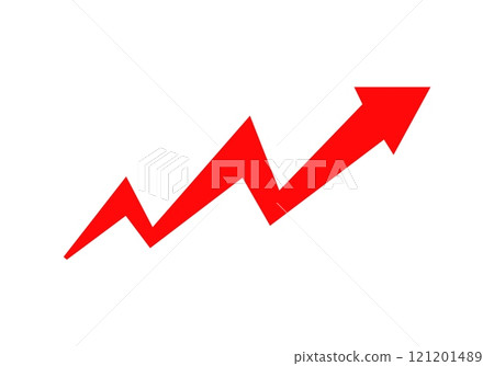 Red arrow rising upwards indicating growth 121201489