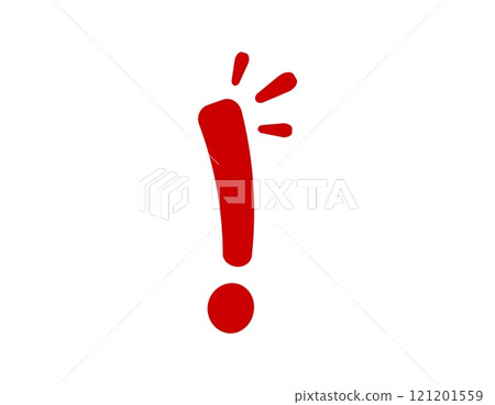 Red exclamation mark icon on a light background 121201559