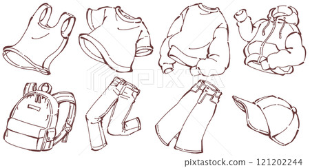 Casual fashion item illustration set 121202244