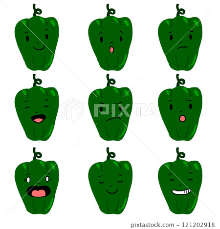 Variations of facial expressions for bell peppers with faces 121202918