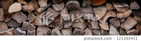 Close-up view of stacked firewood, showcasing natural wood textures and organic patterns, backgrounds, rustic themes, and eco-friendly design projects copy space Close-up view of stacked firewood, showcasing natural wood textures and organic patterns, backgrounds, rustic themes, and eco-friendly design projects copy space 121203431