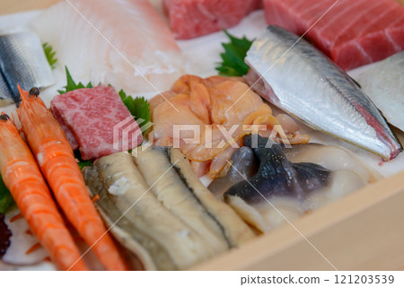 Sushi toppings, seafood Sushi toppings, seafood 121203539
