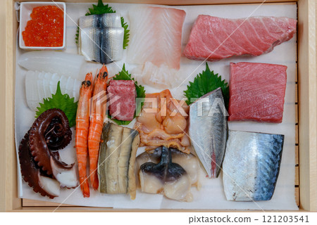 Sushi toppings, seafood 121203541