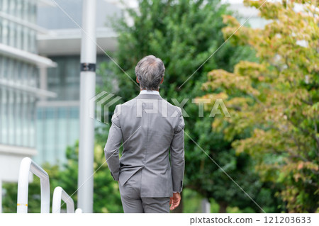 Business senior man walking back view Business senior man walking back view 121203633