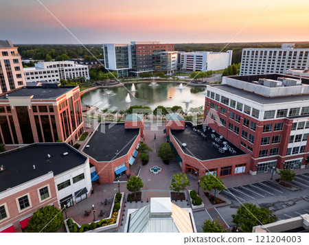 Newport News, Virginia, USA city center from above at twilight. Newport News, Virginia, USA city center from above at twilight. 121204003