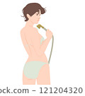 Woman taking shower bath, Hygiene, morning routine concepts 121204320