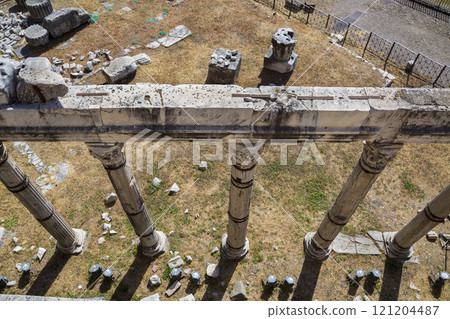 Ruins at the Forum Romanum, Rome, Italy, clear blue sky sunny day 121204487