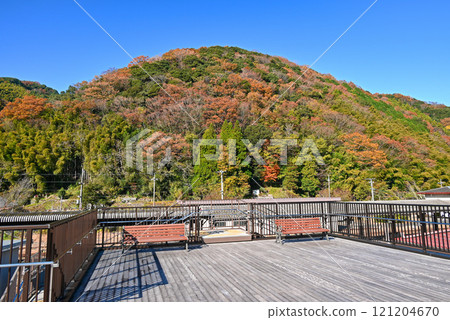 [Shimane Prefecture, Kashima District] Autumn scenery at Tsuwano Station observation deck 121204670