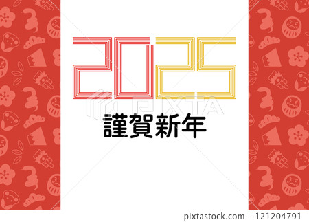 Mizuhiki風格2025標誌與新年圖示背景圖(無註解)【新年賀卡2025範本】 Mizuhiki風格2025標誌與新年圖示背景圖(無註解)【新年賀卡2025範本】 121204791