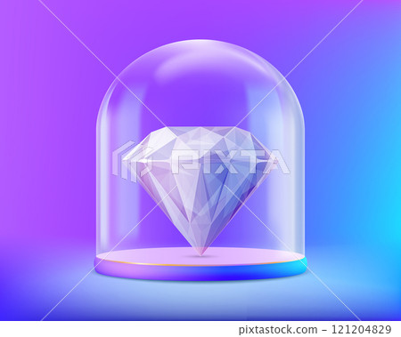 Gemstone diamond under the glass dome Gemstone diamond under the glass dome 121204829
